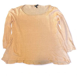 Eileen Fisher 100% Linen Long Sleeve Lightweight Sweater Size Large Orange